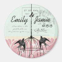 Bird Cage Wedding Magnets Postcard Background