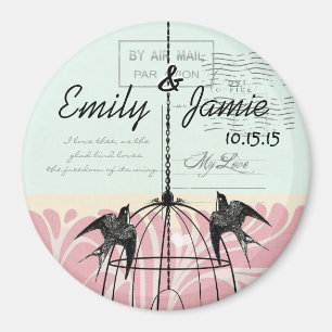 Bird Cage Wedding Magnets Postcard Background