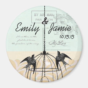 Bird Cage Wedding Magnets Postcard Background