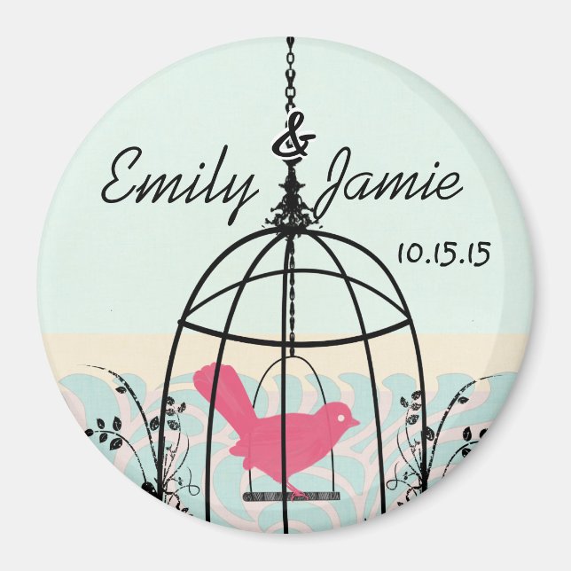 Bird Cage Wedding Stickers or Customize Magnet (Front)