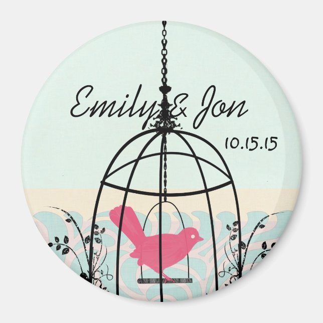 Bird Cage Wedding Stickers or Customize Magnet (Front)