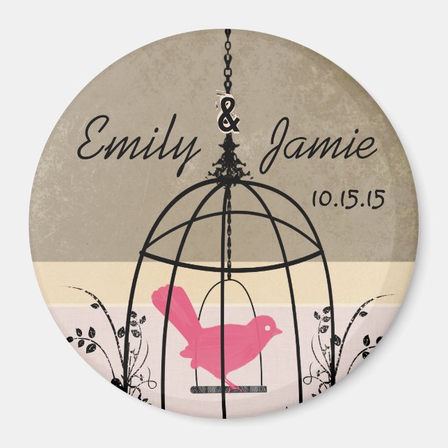 Bird Cage Wedding Stickers or Customize Magnet (Front)