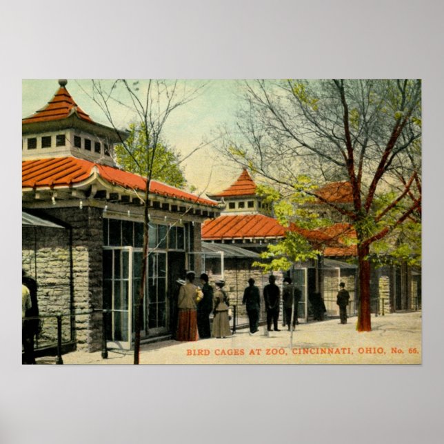 Bird Cages at Zoo, Cincinnati, OH Vintage Poster (Front)