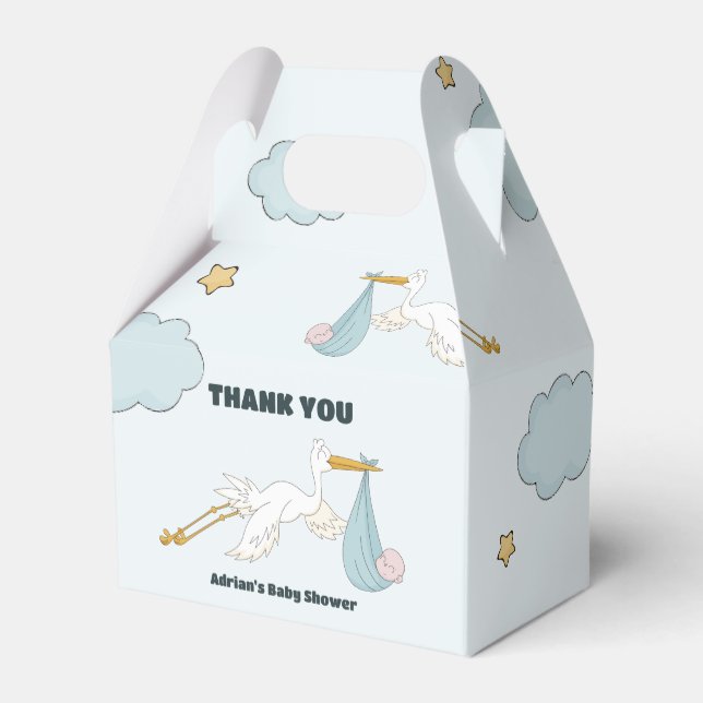 Bird Carrying Cute Kid It's A Boy Invitation Favor Box (Back Side)