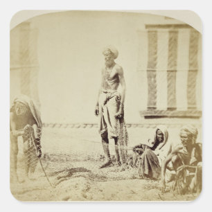 Bird-Catchers, Low Caste Hindus in Delhi, 19th cen Square Sticker