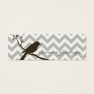 Bird Chevron Gift Tags, Profile Cards (grey)