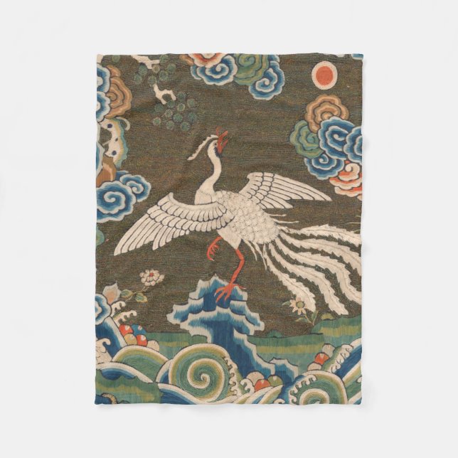 Bird Chinese Antique Decor Fleece Blanket (Front)