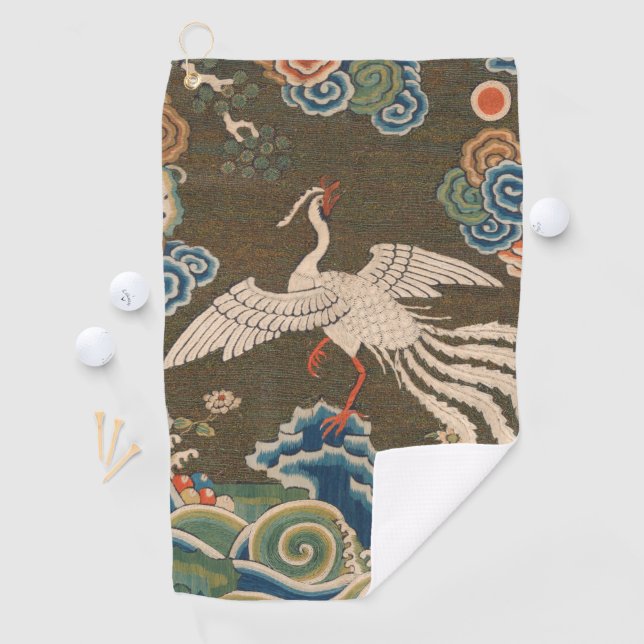 Bird Chinese Antique Decor Golf Towel (InSitu)