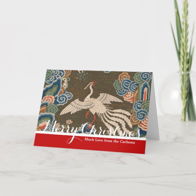 Bird Chinese Antique Decor Holiday Card (Front)