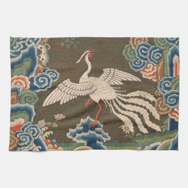 Bird Chinese Antique Decor Kitchen Towel (Horizontal)