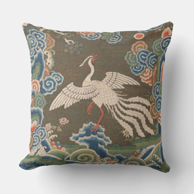 Bird Chinese Antique Decor Outdoor Pillow (Front)