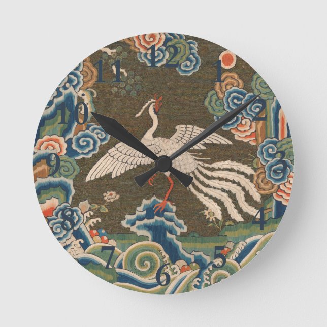 Bird Chinese Antique Decor Round Clock (Front)