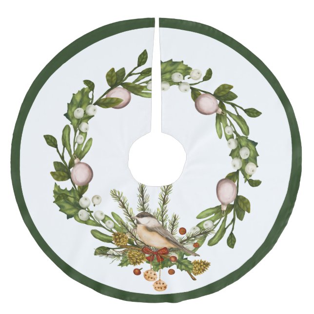 Bird Christmas Brushed Polyester Tree Skirt (Front)