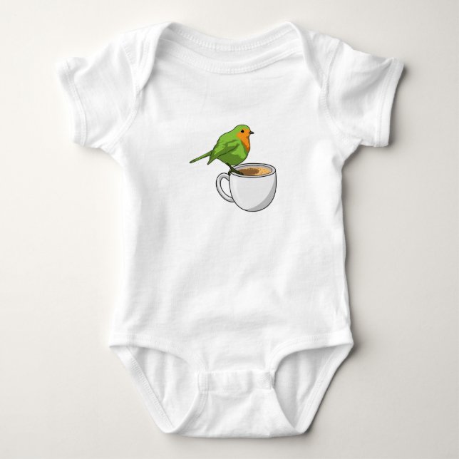 Bird Coffee Cup Baby Bodysuit (Front)