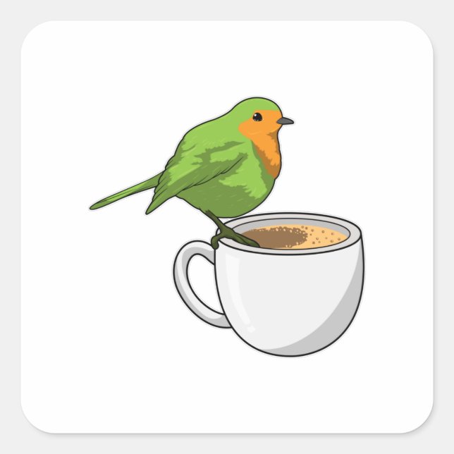 Bird Coffee Cup Square Sticker (Front)