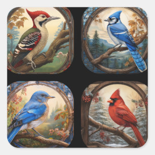 Bird Collage  Square Sticker