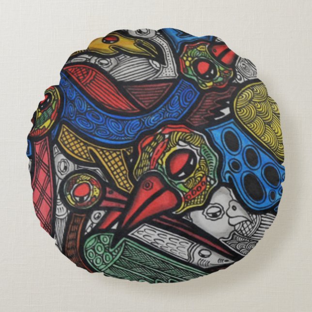 Bird conference round pillow (Front)