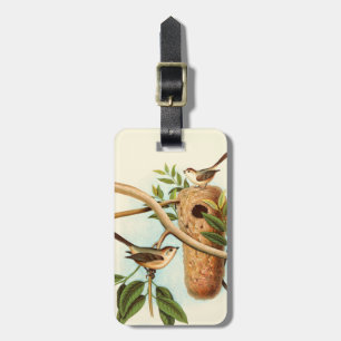 Bird Couple on a Nest Perched on a Branch Luggage Tag