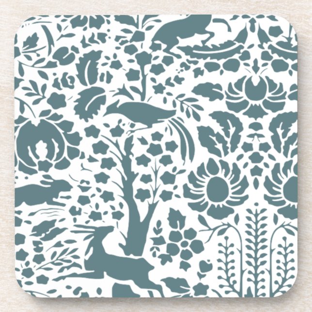 Bird, Deer, tree folk pattern Coaster (Front)