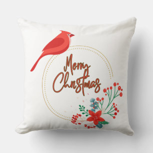 Bird design with flowers throw pillow