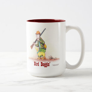Bird Doggin' a whimsical look at a hunter and dog Two-Tone Coffee Mug