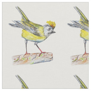 Bird Drawing Combed Cotton (56" width) Fabric