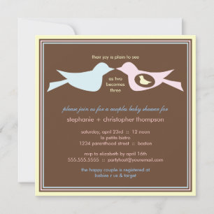 Bird Family Couples Baby Shower with Yellow Invitation