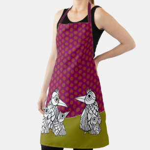 Bird Family & Polka Dots Apron
