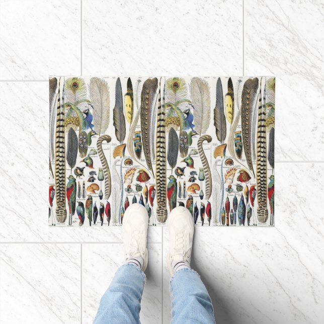 Bird Feather Wildlife Antique Feathers Art Nouveau Doormat (Indoor)