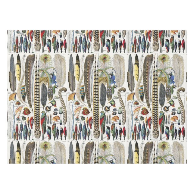 Bird Feather Wildlife Antique Feathers Art Nouveau Tablecloth (Front (Horizontal))