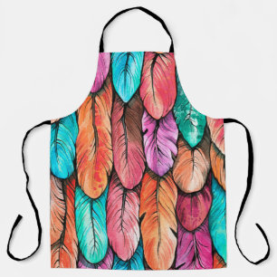 Bird feathers seamless pattern. Hand drawing water Apron