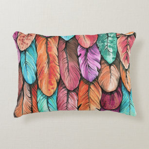 Bird feathers, watercolor, seamless pattern. accent pillow