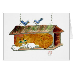Bird Feeder and Orange Tiger Cat