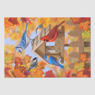 Bird Feeder Gathering Autumn Orange Tissue Paper