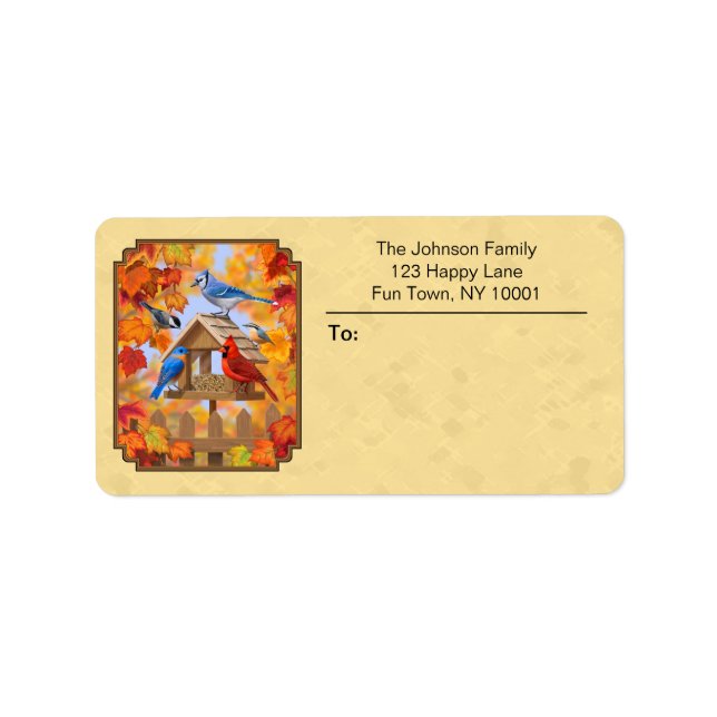 Bird Feeder Gathering Autumn Yellow Label (Front)