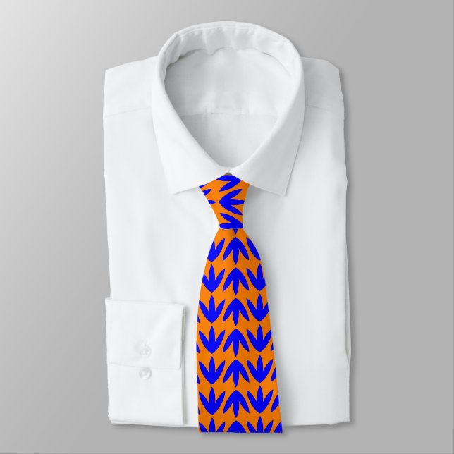 Bird Feet Pattern - Blue on Orange Tie (Tied)