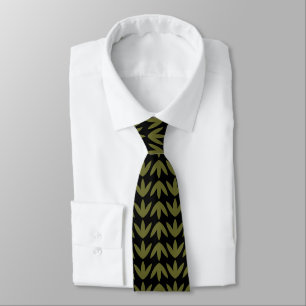 Bird Feet Pattern - Deep Olive and Black Tie