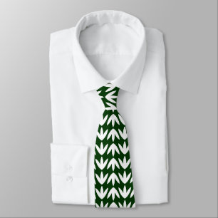 Bird Feet Pattern - White on Dark Green Tie