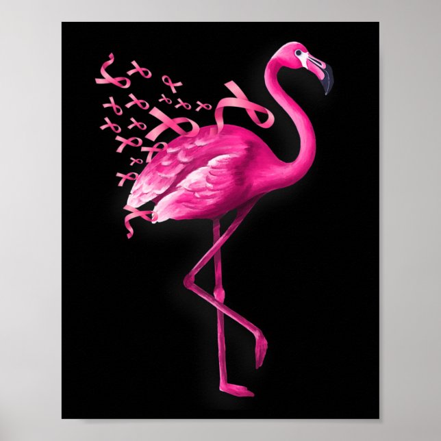 Bird Flamingo Breast Cancer Awareness  Poster (Front)