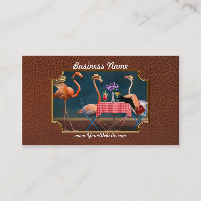 Bird - Flamingo - Wading tables Business Card (Front)