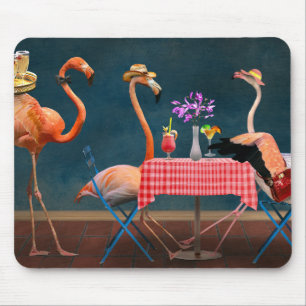 Bird - Flamingo - Wading tables Mouse Pad