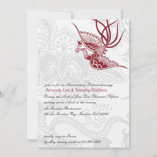 Bird & Floral Wedding Anniversary Party Invite