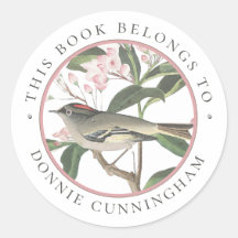 Bird Flower Book Custom Bookplate Personalized    