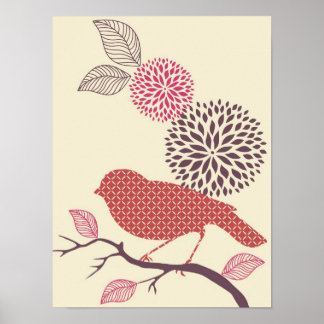 Bird & Flower Poster