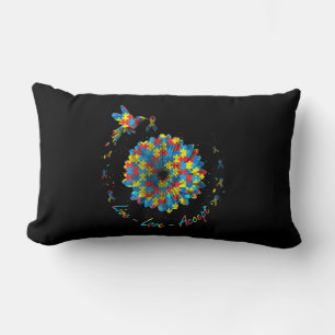 Bird Flower Ribbon Puzzle Live Love Accept Autism Lumbar Pillow