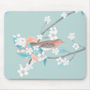 Bird & Flowers Mouse Pad