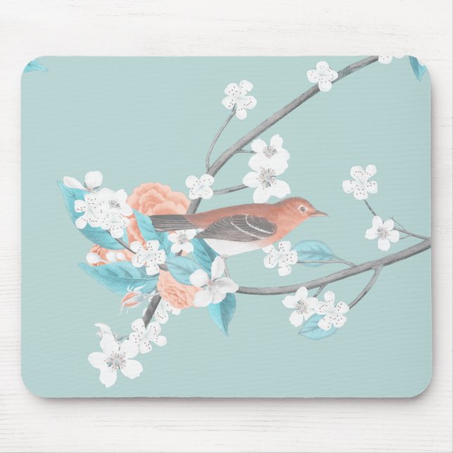Bird & Flowers Mouse Pad (Front)