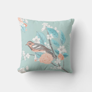 Bird & Flowers Throw Pillow