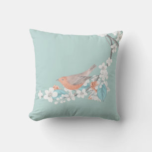 Bird & Flowers Throw Pillow