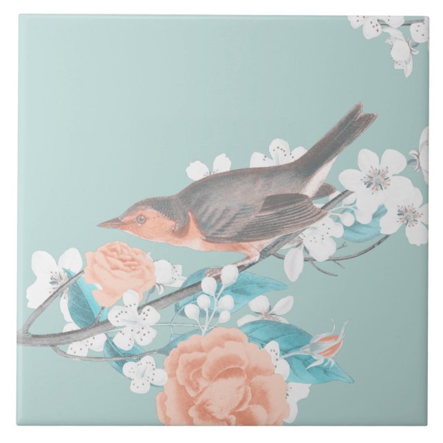 Bird & Flowers Tile (Front)